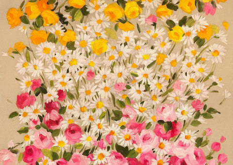 Festa dei Fiori II White Modern Wood Framed Art Print with Double Matting by Borgese, Anna