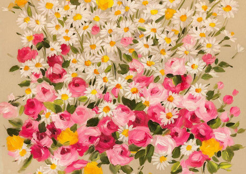 Festa dei Fiori III White Modern Wood Framed Art Print with Double Matting by Borgese, Anna