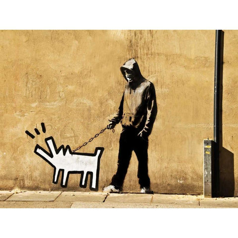 Grange Road Bermondsey London-graffiti attributed to Banksy White Modern Wood Framed Art Print by Anonymous