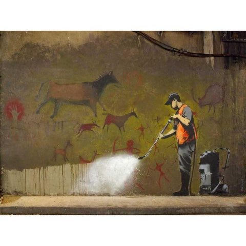 Leake Street London-graffiti attributed to Banksy Black Modern Wood Framed Art Print with Double Matting by Anonymous