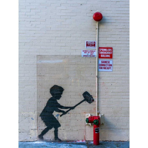 79th Street-Broadway NYC-graffiti attributed to Banksy Black Modern Wood Framed Art Print by Anonymous