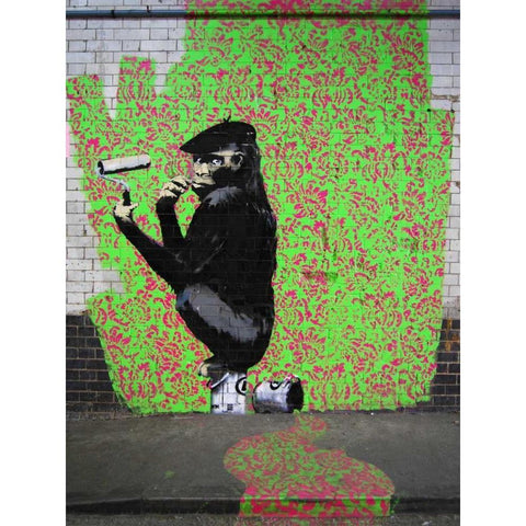 Leake Street London-graffiti attributed to Banksy White Modern Wood Framed Art Print by Anonymous