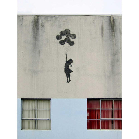 Building in Bristol (graffiti attributed to Banksy) Gold Ornate Wood Framed Art Print with Double Matting by Anonymous (attributed to Banksy)