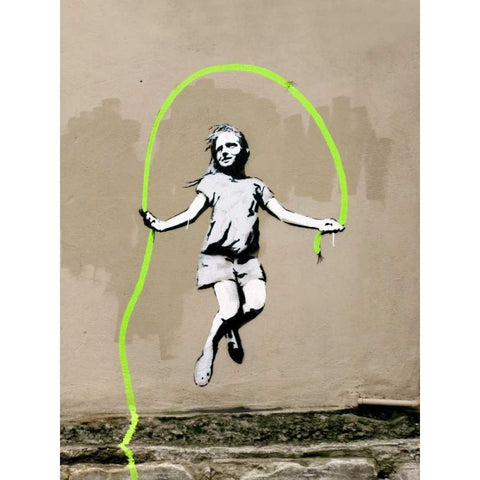 Girl â€“ North 6th Avenue, NYC (graffiti attributed to Banksy) White Modern Wood Framed Art Print by Anonymous (attributed to Banksy)