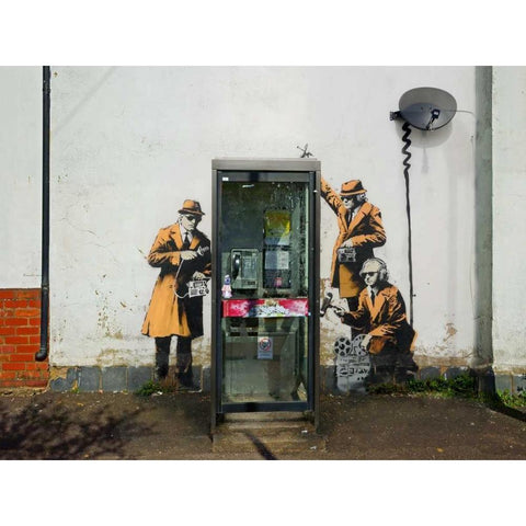 Fairview Road and Hewlett Road in Cheltenham, Gloucestershire Black Modern Wood Framed Art Print with Double Matting by Anonymous-attributed to Banksy