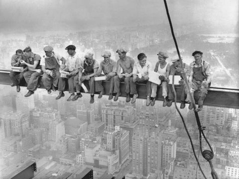 New York Construction Workers Lunching on a Crossbeam 1932 Black Ornate Wood Framed Art Print with Double Matting by Ebbets, Charles C.