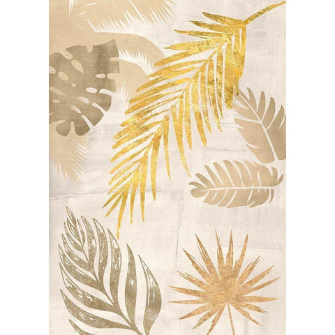 Palm Leaves Gold I White Modern Wood Framed Art Print by Grant, Eve C.