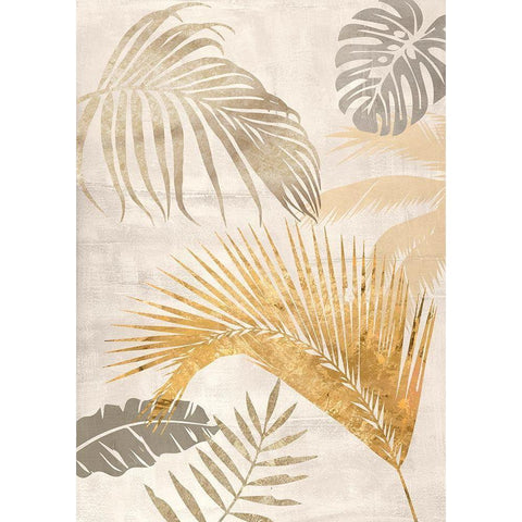 Palm Leaves Gold II Black Modern Wood Framed Art Print by Grant, Eve C.