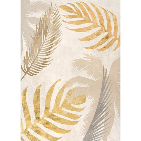 Palm Leaves Gold III White Modern Wood Framed Art Print by Grant, Eve C.