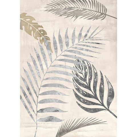 Palm Leaves Silver I Black Modern Wood Framed Art Print by Grant, Eve C.