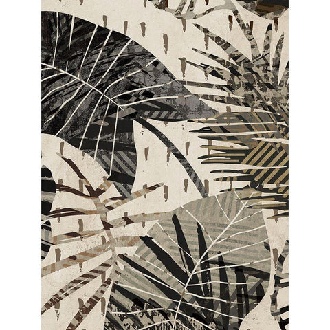 Grey Palms Panel I White Modern Wood Framed Art Print by Grant, Eve C.