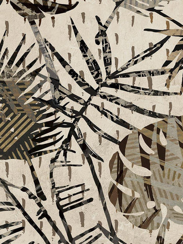 Grey Palms Panel II White Modern Wood Framed Art Print with Double Matting by Grant, Eve C.