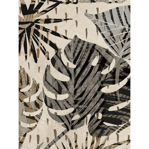 Grey Palms Panel III Black Modern Wood Framed Art Print by Grant, Eve C.
