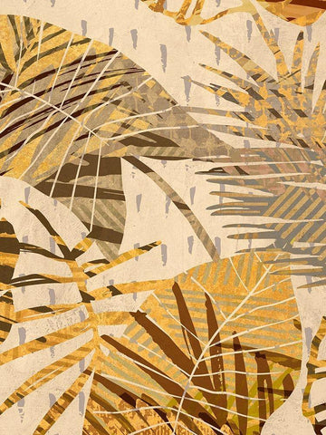 Golden Palms Panel I White Modern Wood Framed Art Print with Double Matting by Grant, Eve C.