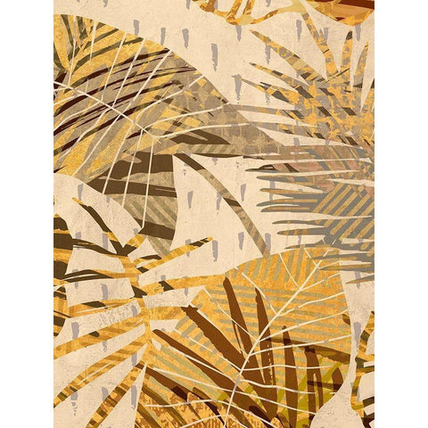 Golden Palms Panel I Black Modern Wood Framed Art Print with Double Matting by Grant, Eve C.