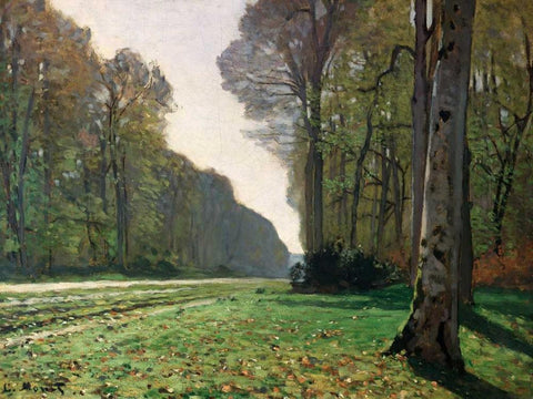 Le Pave de Chailly White Modern Wood Framed Art Print with Double Matting by Monet, Claude