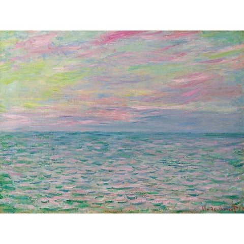 Coucher De Soleil a Pourville-Pleine Mer White Modern Wood Framed Art Print by Monet, Claude