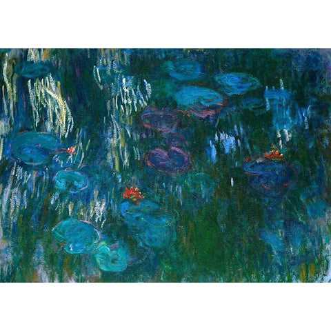 Water Lilies Gold Ornate Wood Framed Art Print with Double Matting by Monet, Claude