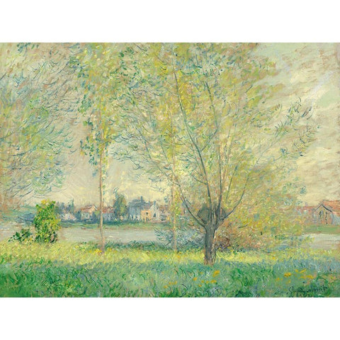 The Willows Gold Ornate Wood Framed Art Print with Double Matting by Monet, Claude