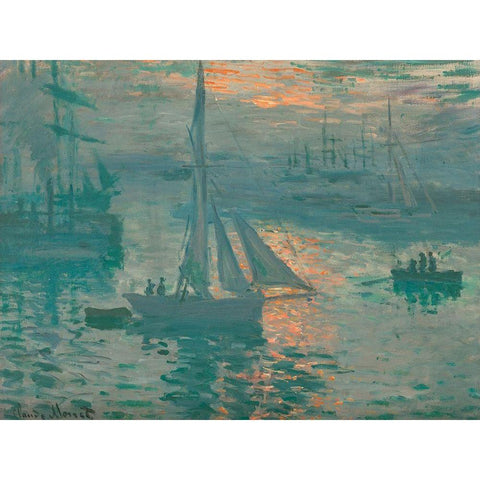 Sunrise (Marine) White Modern Wood Framed Art Print by Monet, Claude