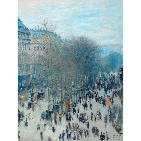 Boulevard des Capucines White Modern Wood Framed Art Print by Monet, Claude