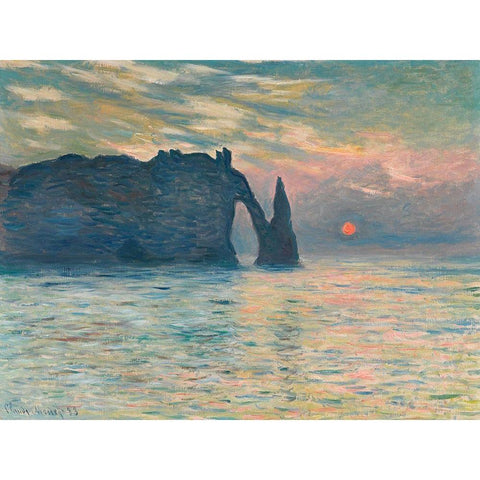 Sunrise at Etretat Black Modern Wood Framed Art Print with Double Matting by Monet, Claude