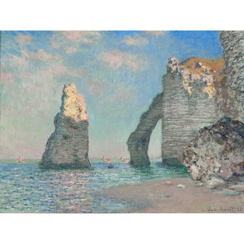 The Cliffs at Etretat White Modern Wood Framed Art Print by Monet, Claude