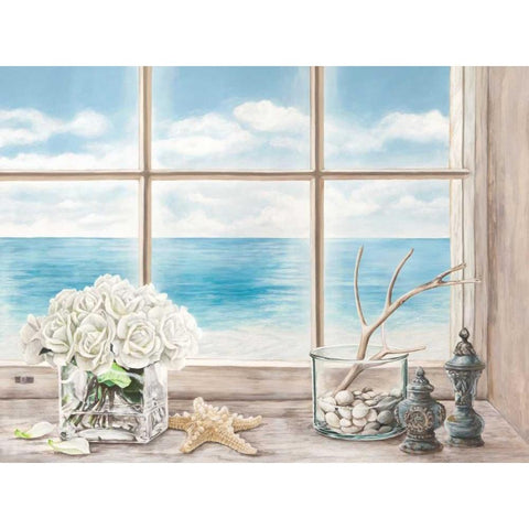 Memories of the Ocean Black Modern Wood Framed Art Print with Double Matting by Dellal, Remy