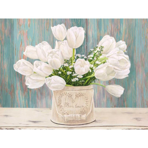 Country Bouquet White Modern Wood Framed Art Print by Dellal, Remy