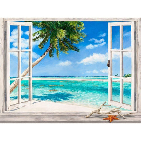 Baie tropicale White Modern Wood Framed Art Print by Dellal, Remy
