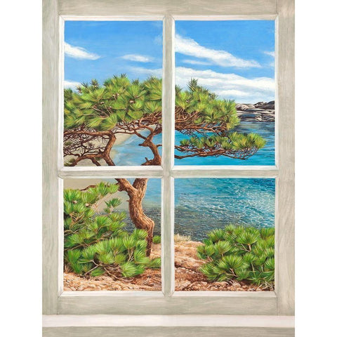 Baie mediterraneenne I Black Modern Wood Framed Art Print with Double Matting by Dellal, Remy