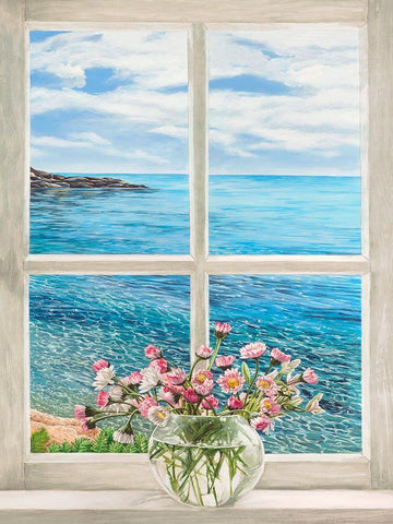 Baie mediterraneenne II White Modern Wood Framed Art Print with Double Matting by Dellal, Remy