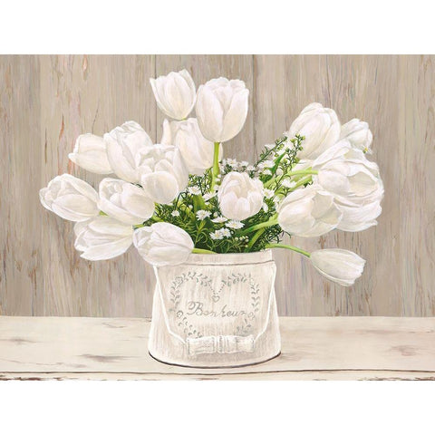 Country Bouquet - neutral White Modern Wood Framed Art Print by Remy Dellal