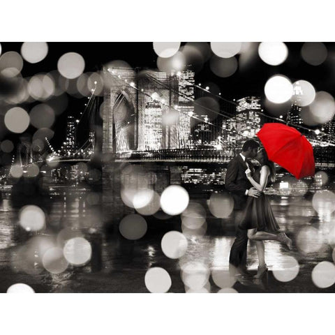A Kiss in the Night (BW) Black Modern Wood Framed Art Print with Double Matting by Loumer, Dianne