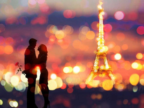 A Date in Paris Black Ornate Wood Framed Art Print with Double Matting by Loumer, Dianne