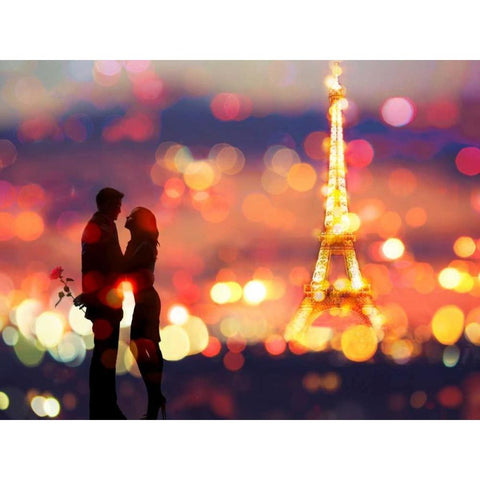 A Date in Paris Gold Ornate Wood Framed Art Print with Double Matting by Loumer, Dianne