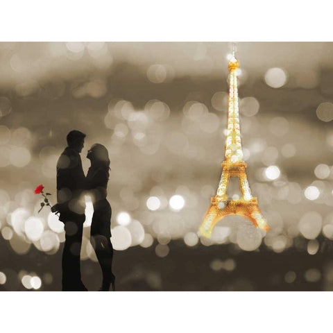 A Date in Paris (BW) Black Modern Wood Framed Art Print by Loumer, Dianne