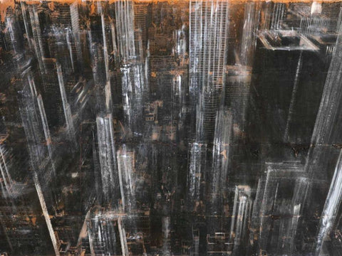 NYC Aerial 1 White Modern Wood Framed Art Print with Double Matting by Moschetta, Dario