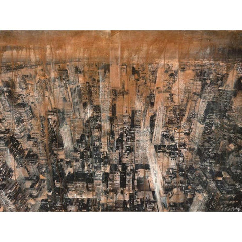 NYC Aerial 4 Black Modern Wood Framed Art Print with Double Matting by Moschetta, Dario