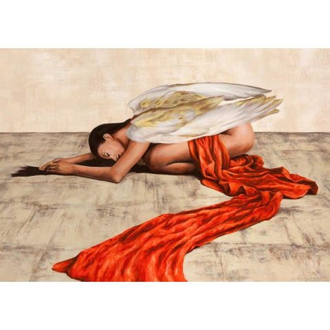 Reclined Angel Black Modern Wood Framed Art Print with Double Matting by Duval, Sonya