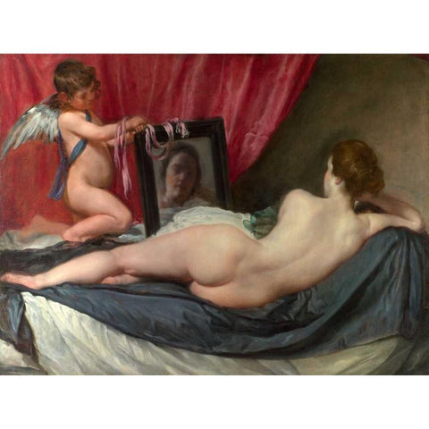 The toilet of Venus White Modern Wood Framed Art Print by Velazquez, Diego