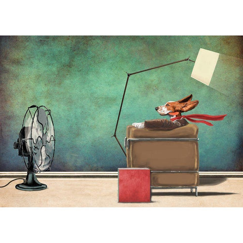 Racing Dog White Modern Wood Framed Art Print by Etienne, Betie