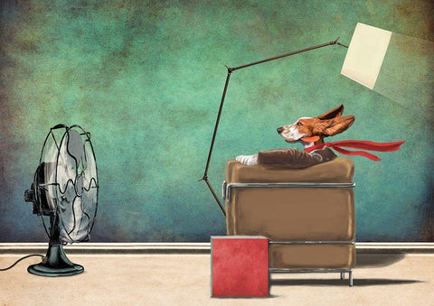 Racing Dog White Modern Wood Framed Art Print with Double Matting by Etienne, Betie