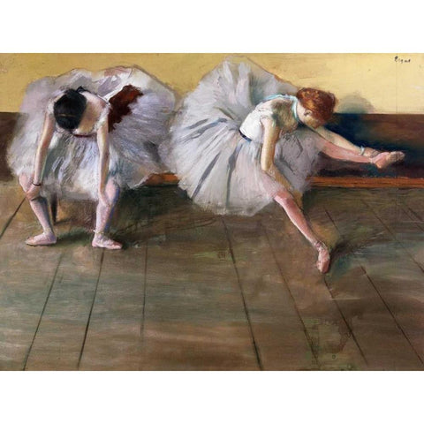 Dancers White Modern Wood Framed Art Print by Degas, Edgar