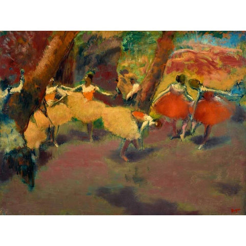 Before the Performance Gold Ornate Wood Framed Art Print with Double Matting by Degas, Edgar