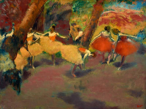 Before the Performance Black Ornate Wood Framed Art Print with Double Matting by Degas, Edgar