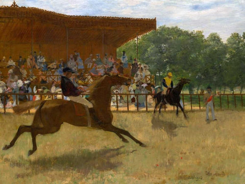 The False Start White Modern Wood Framed Art Print with Double Matting by Degas, Edgar