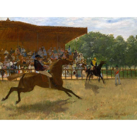 The False Start Gold Ornate Wood Framed Art Print with Double Matting by Degas, Edgar