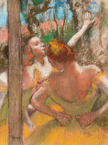 Dancers White Modern Wood Framed Art Print with Double Matting by Degas, Edgar