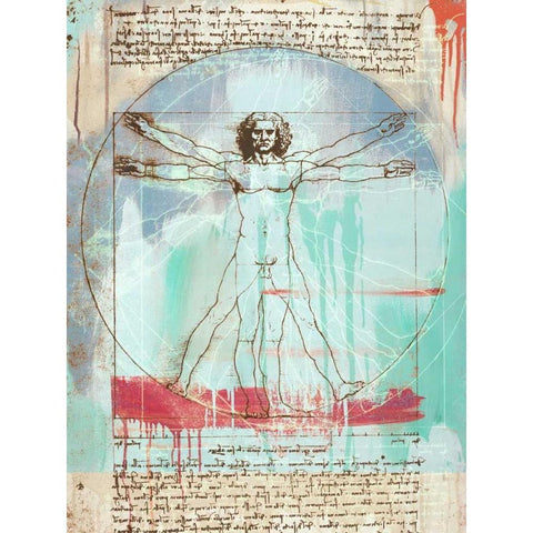 Vitruvian Man 2.0 Black Modern Wood Framed Art Print by Chestier, Eric